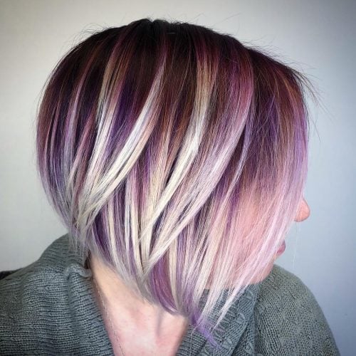 Vibrant Dark Purple Hair with Blonde Highlights
