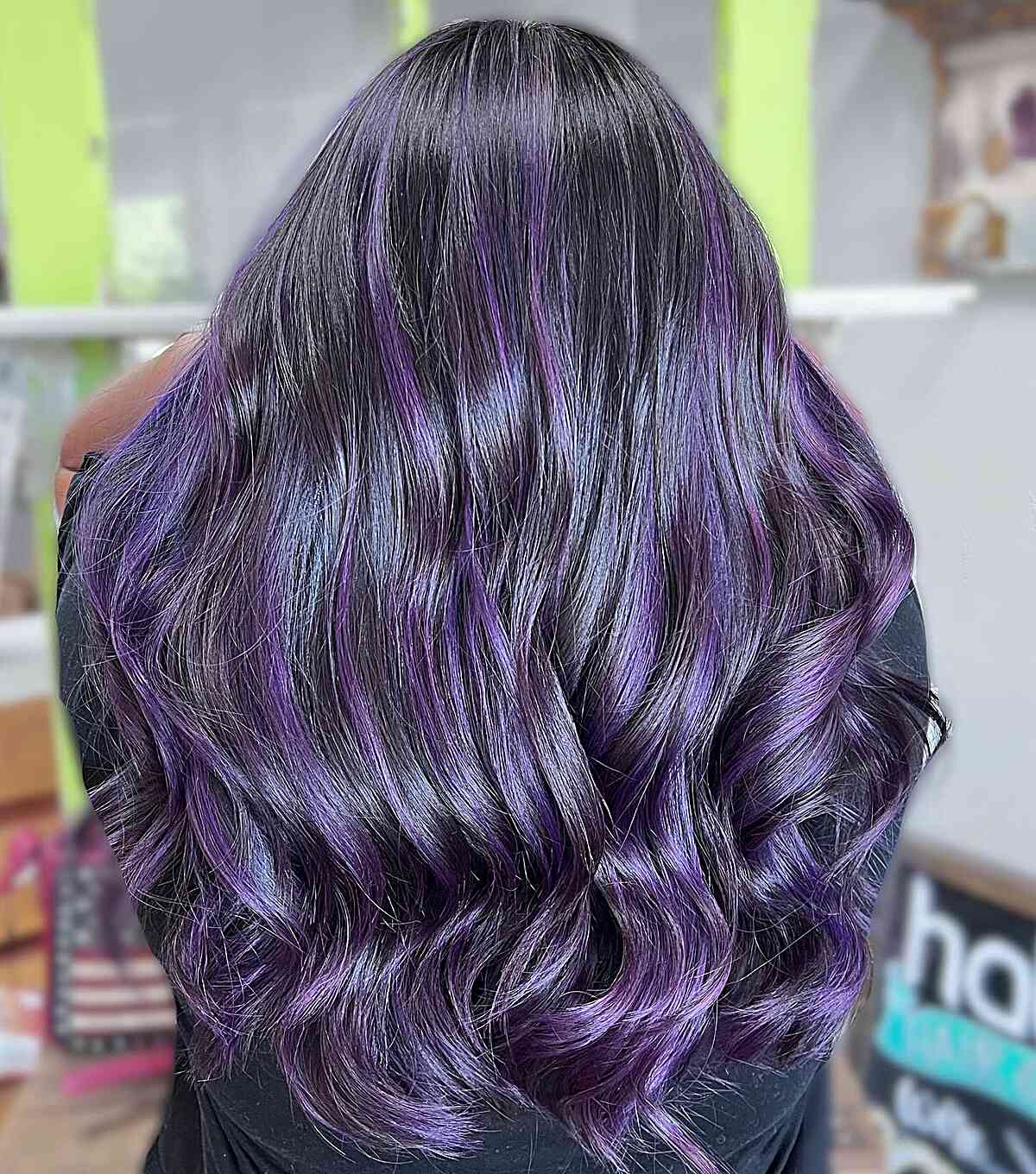 Dark Purple Highlights on Black Hair