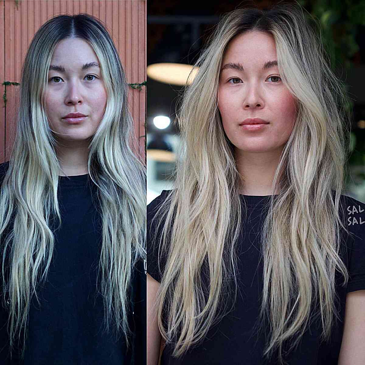 Dark-Rooted Long Blonde Fine Hair for women who don't want bangs