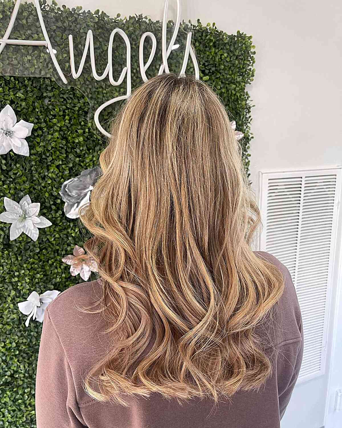 Dark-Rooted Toasted Dishwater Blonde for Mid-Long Hair