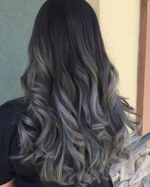 Dark Roots to Smokey Grey Ombre hair