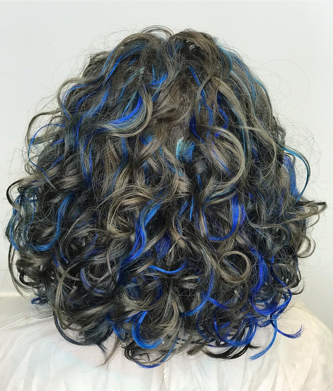 Streaks Dark Royal Blue on Dark Hair