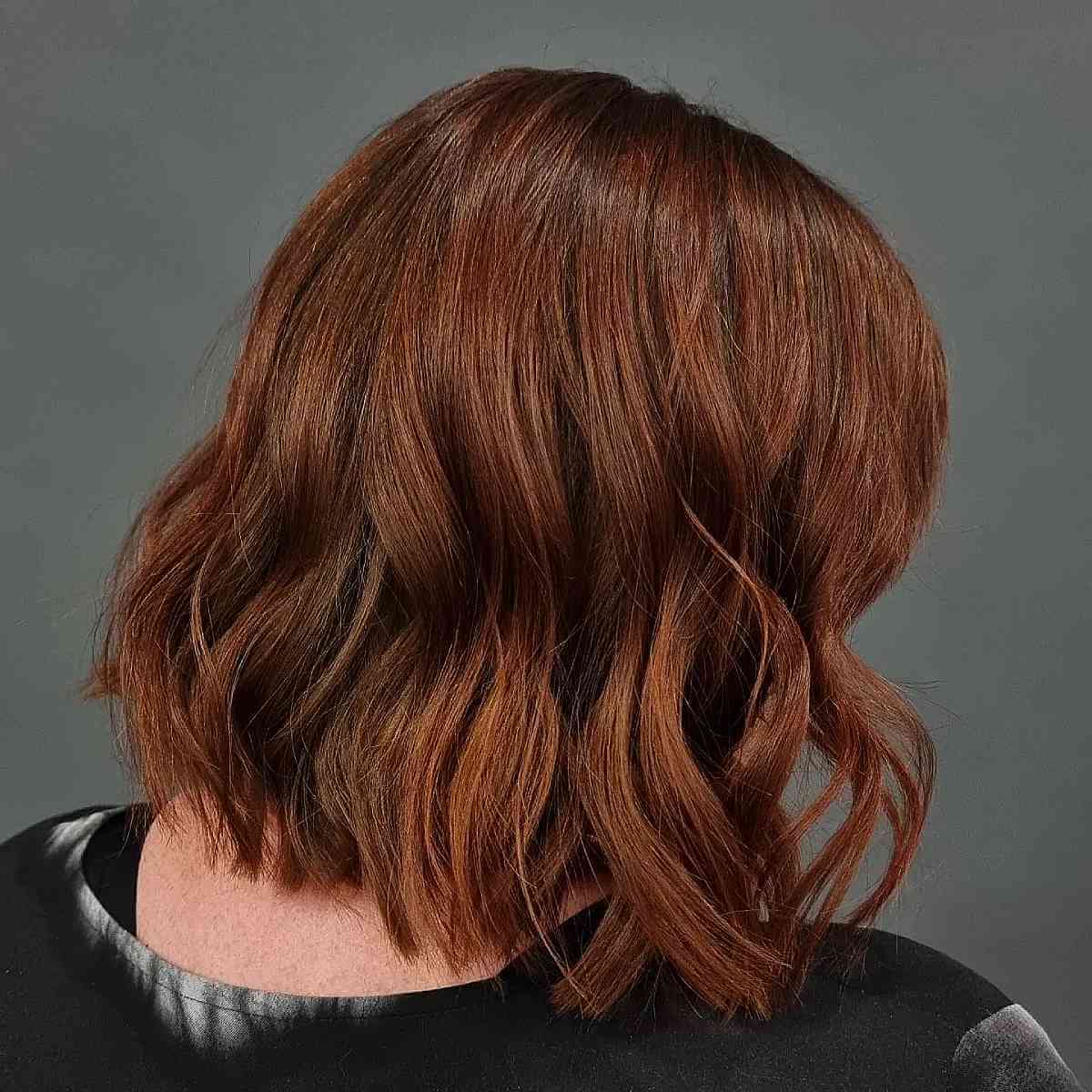 Dark Rusty Red Bob for Thick Hair