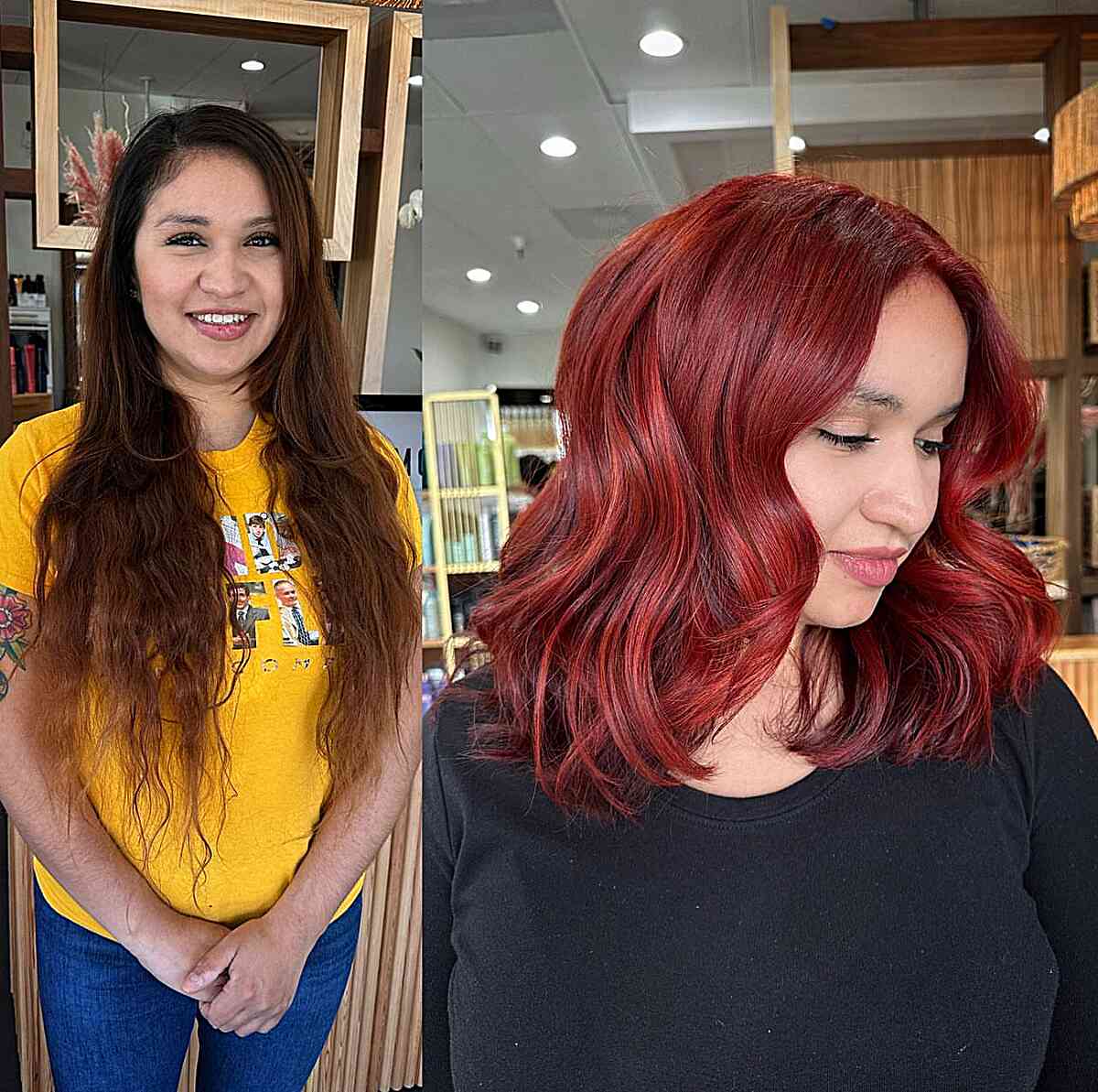 Dark Scarlett Red Hair Color for women with an edgy side