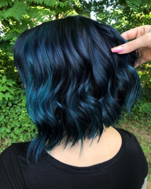 Dark Steely Blue Black Hair