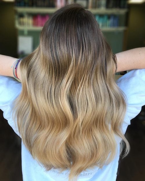 Dark to Blonde Ombre on Brunette Balayage Hair