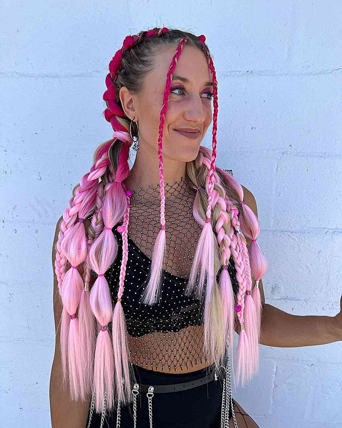Dark to Light Pink Ombre for Long Rave Braids