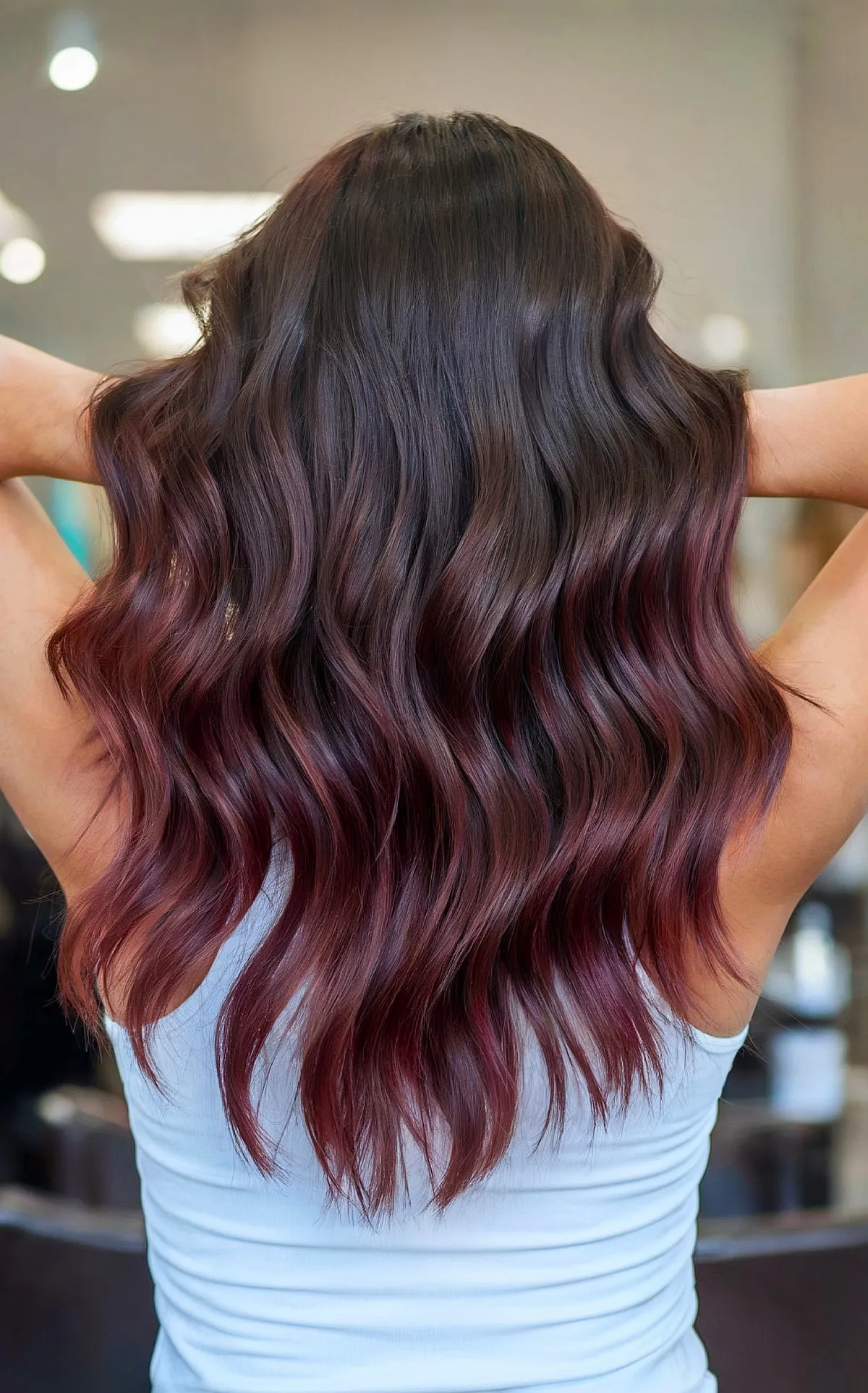 Dark to light red purple ombre