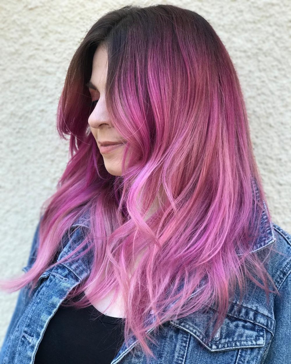 Pastel pink ombré hair color