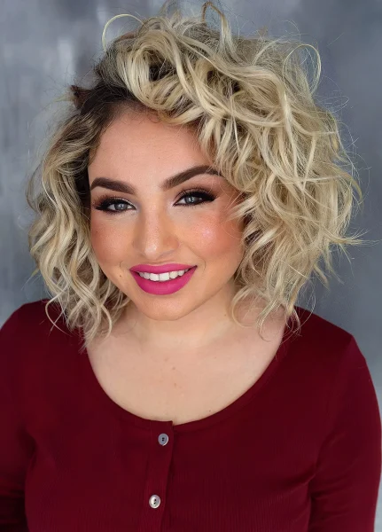 A Dashing blunt cut bob hairstyle with a deep side part