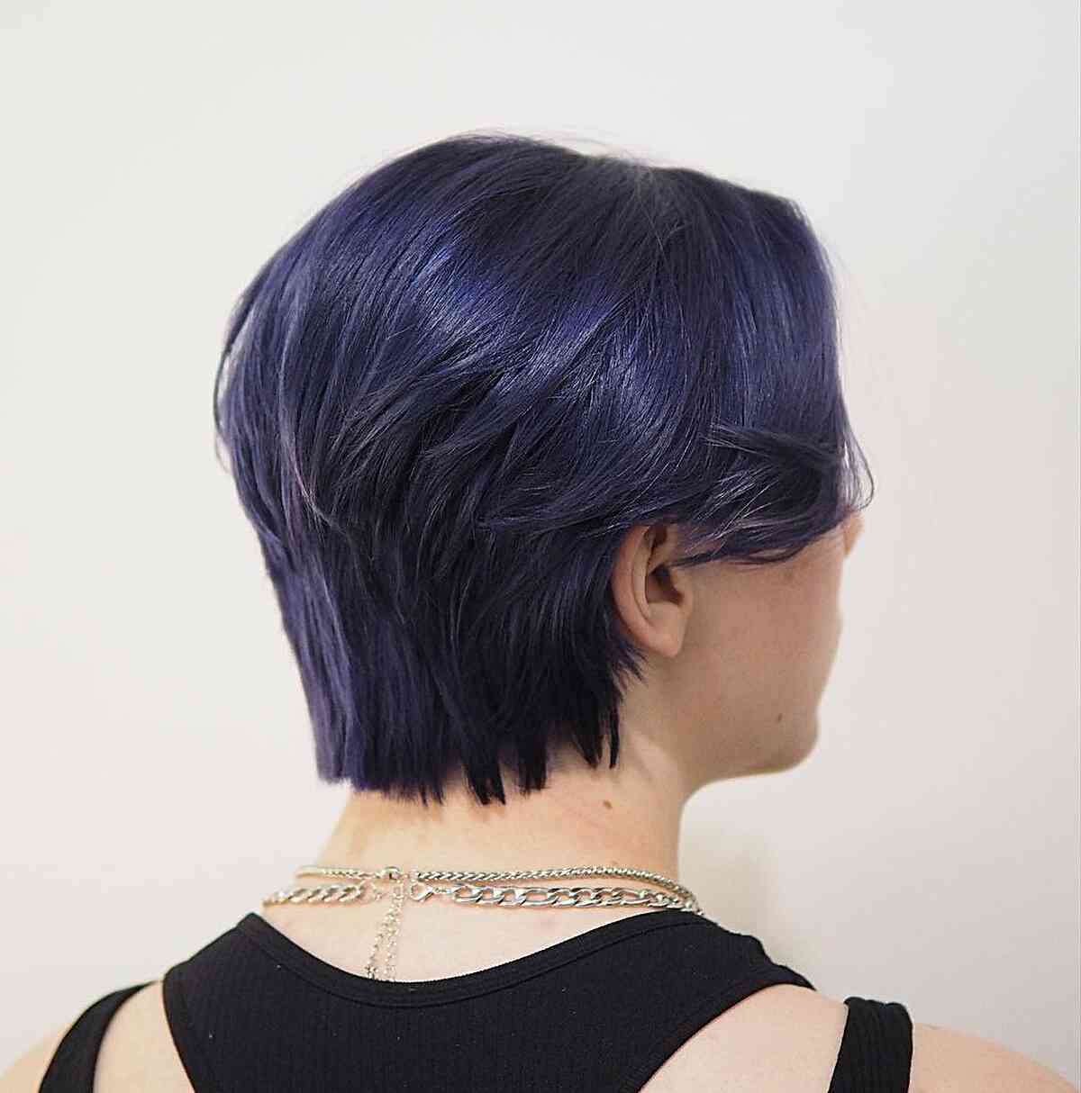 Deep Berry Blue Short Hair