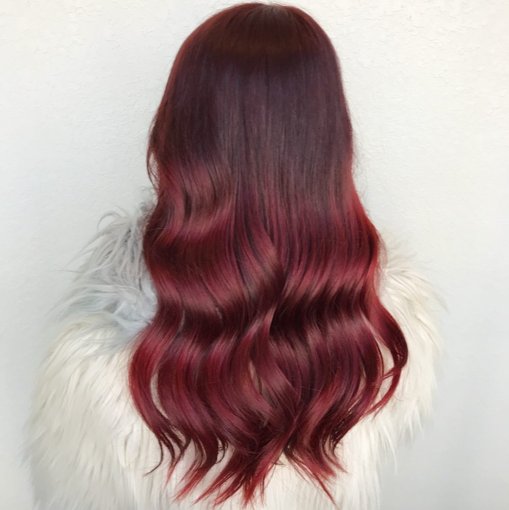 Deep Cherry to Medium Red Long Ombre 