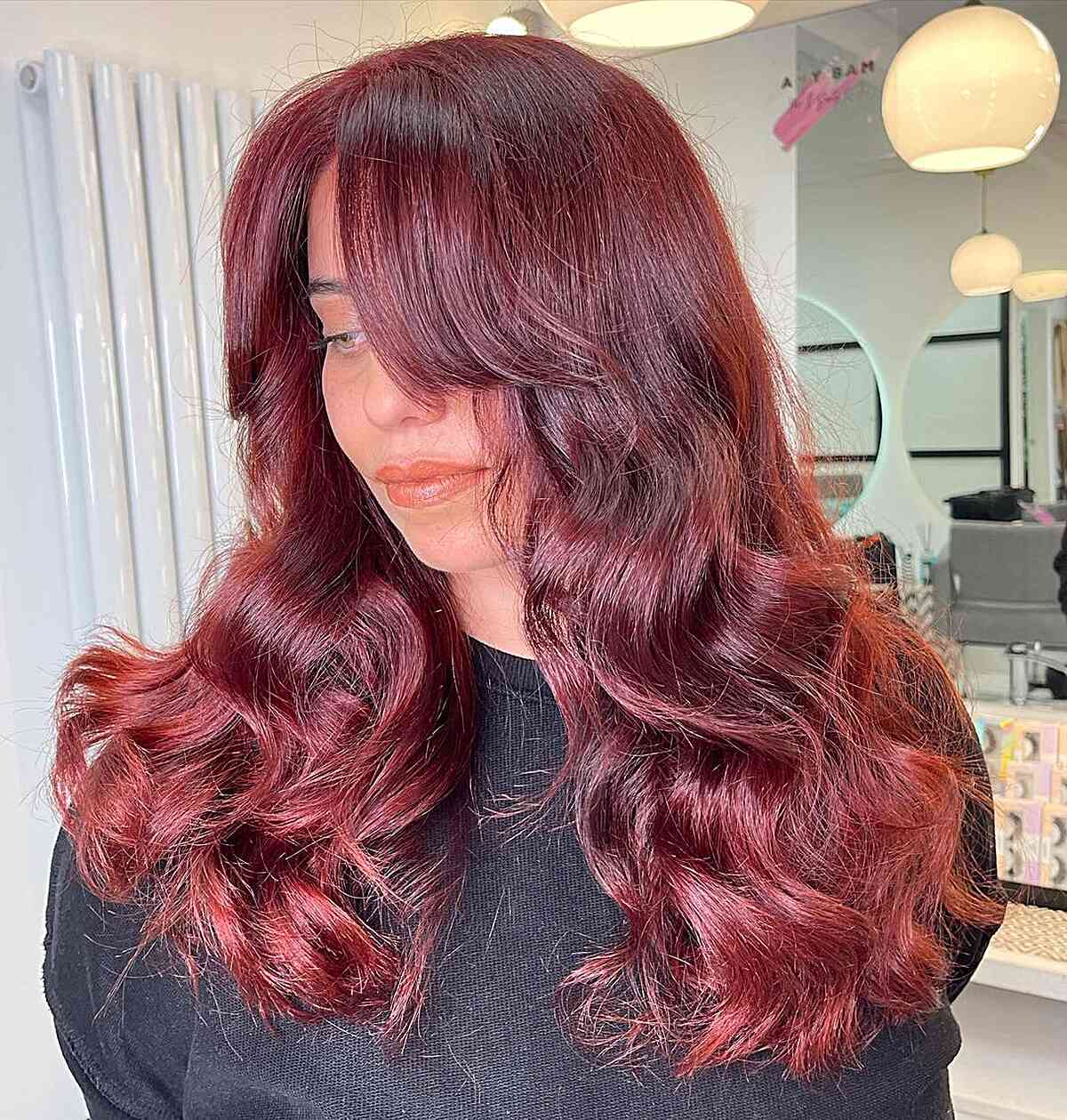 Deep Cherry to Medium Red Long Ombre