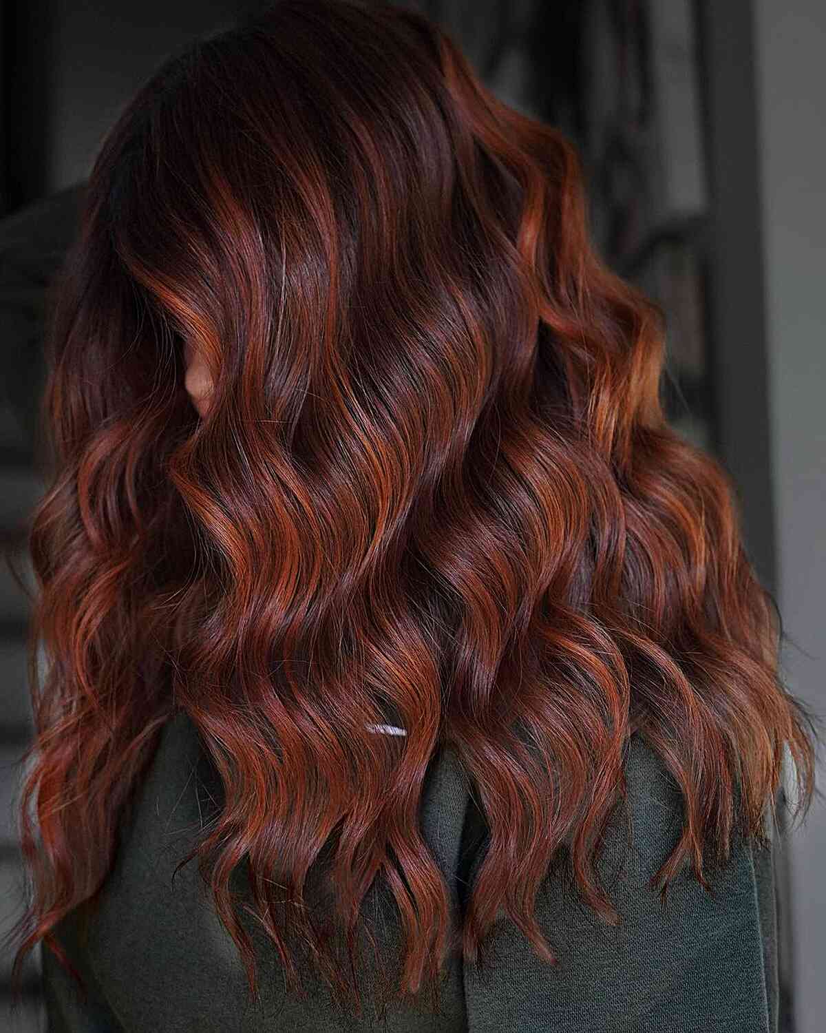 Deep Copper Red Hair with waves for dimension