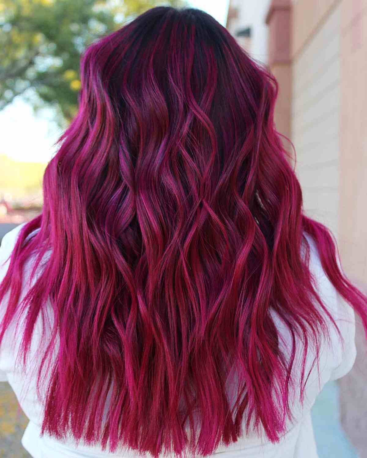 Deep Electric Pink Hair Color