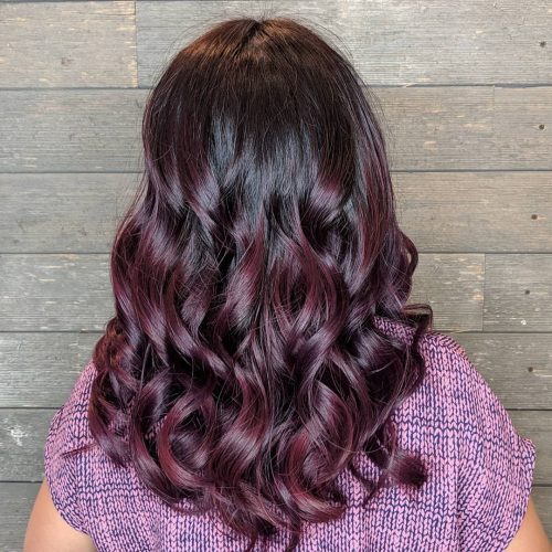 Deep red purple hair color