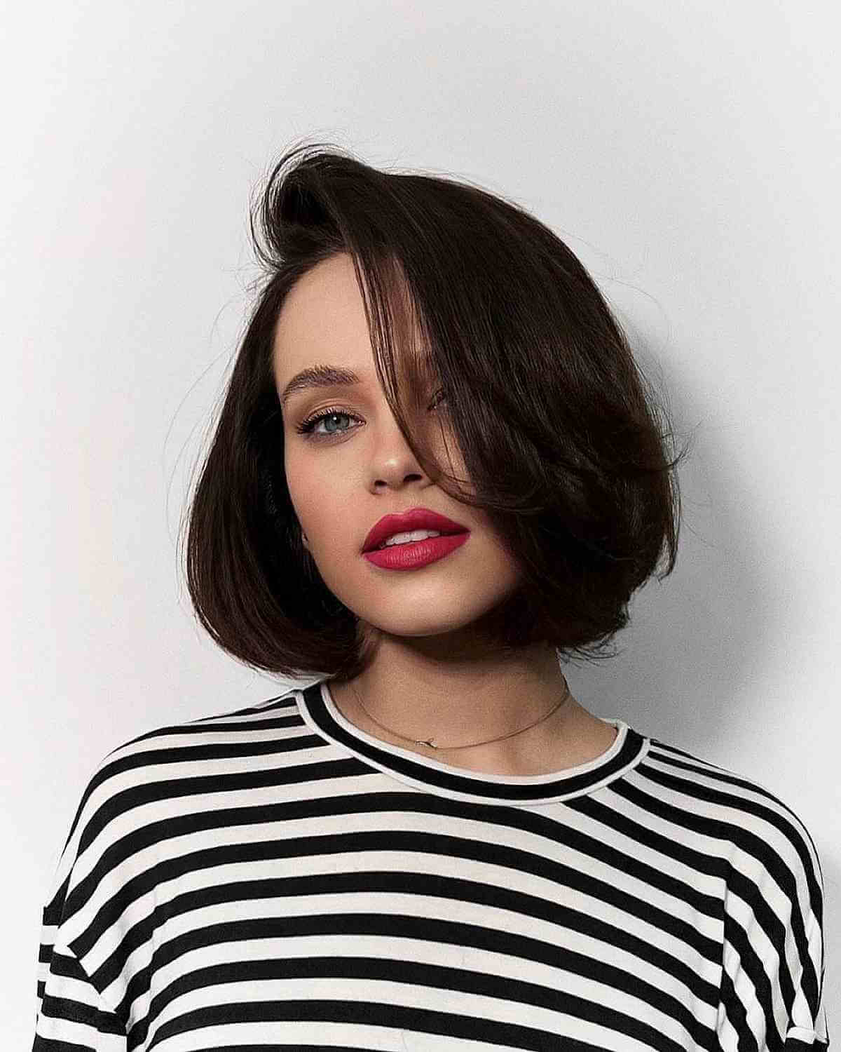 Deep Side Part on Short Thick Hair