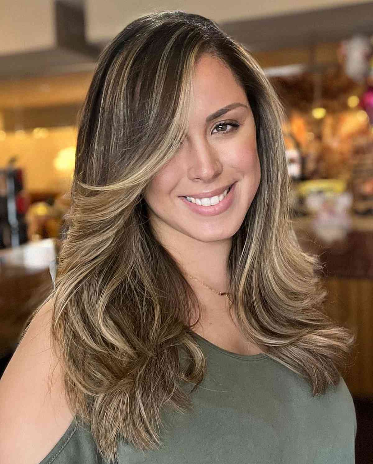 Deep Side Part Style with Front Layers