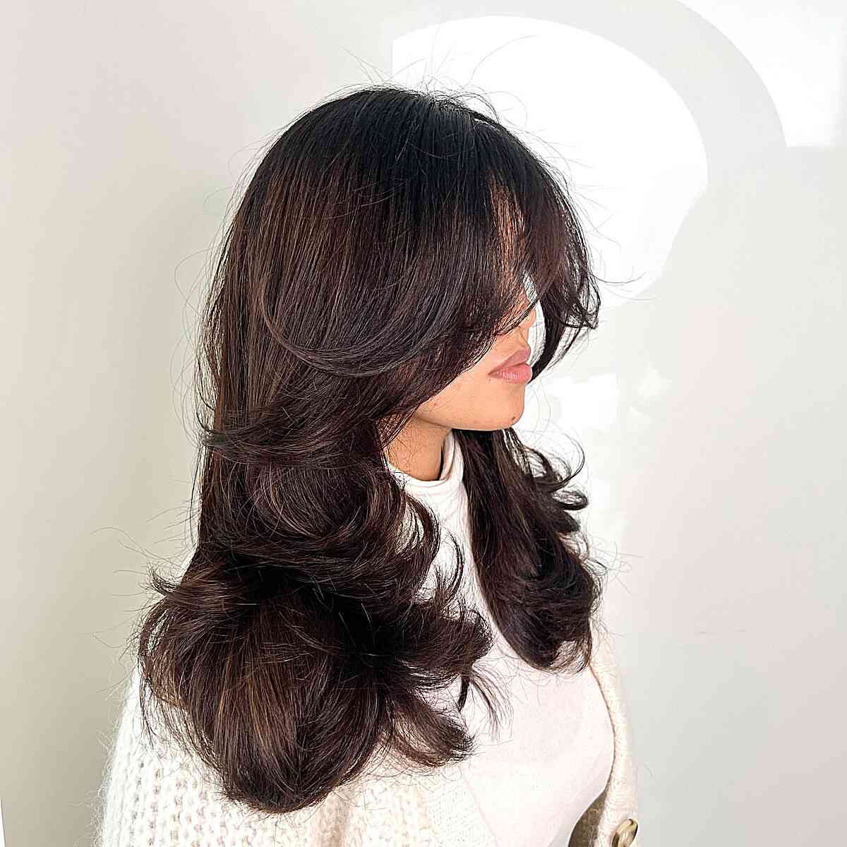 Deeper Chestnut Brunette Hair with Layers