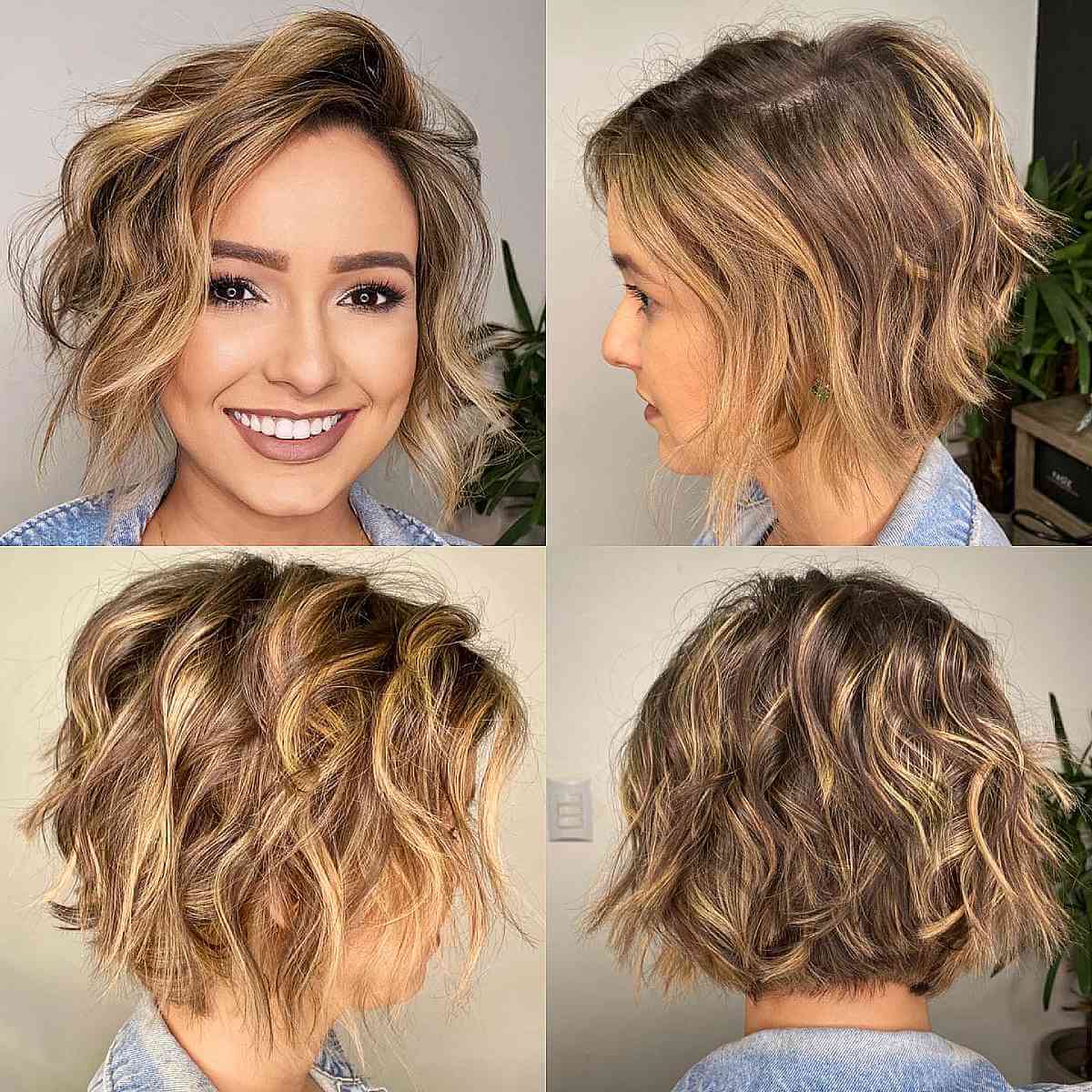 Deeply Side-Parted Messy Short Bob
