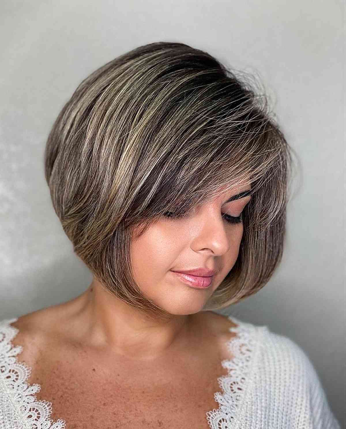Deeply Side-Parted Short Hair with Wispy Bangs