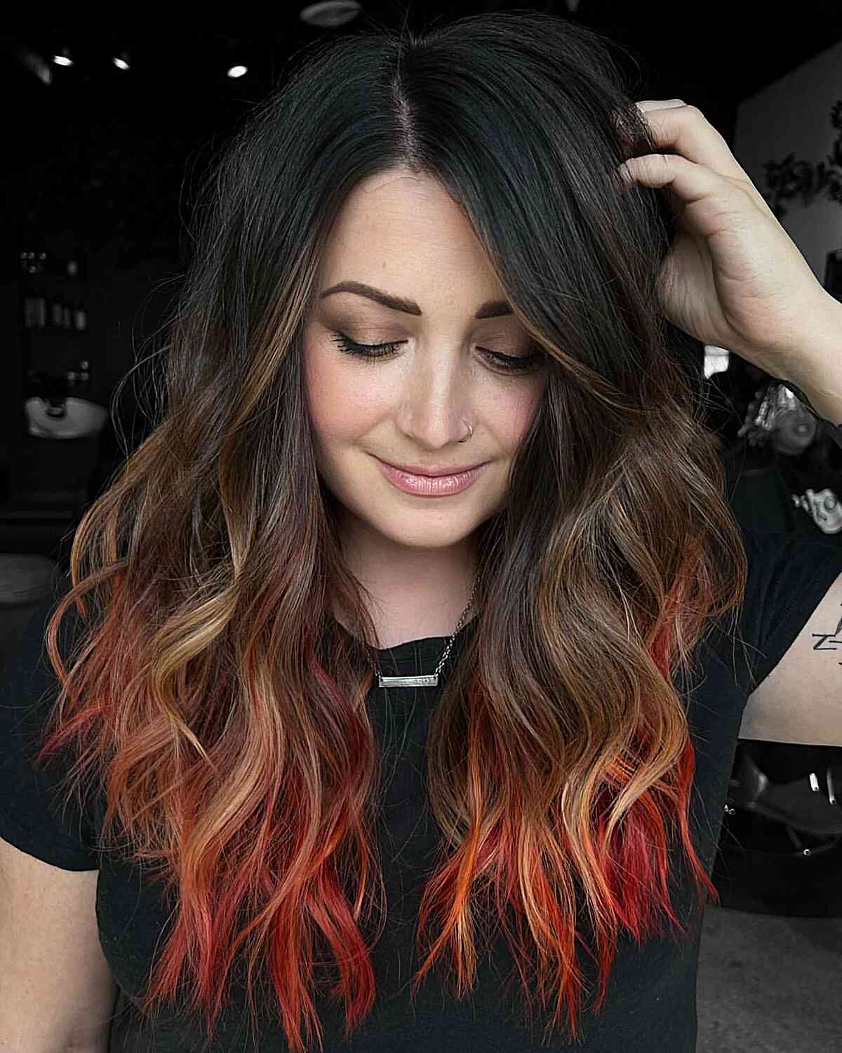 Different Gorgeous Dark to Reddish-Orange Ombre Hairstyle