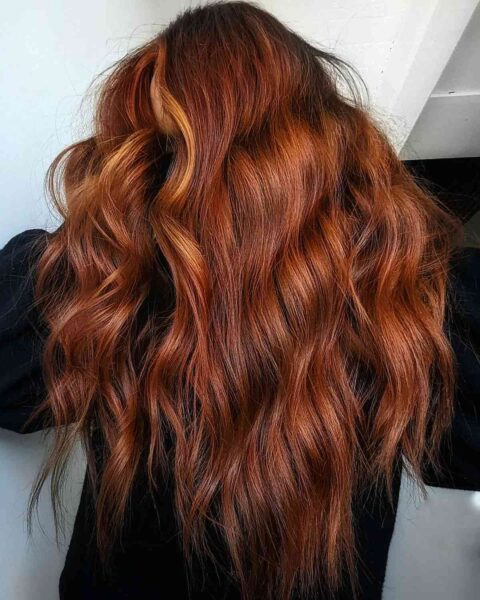 A Dimensional Auburn-Red Balayage