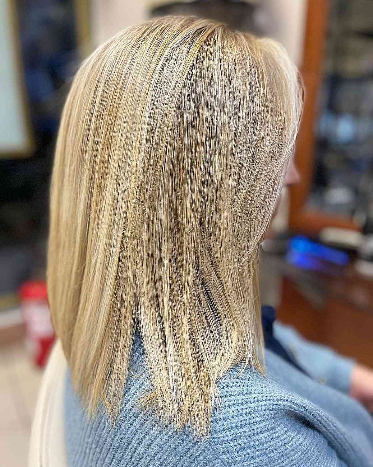 Dimensional Blonde Balayage on Shoulder-Length Straight Hair