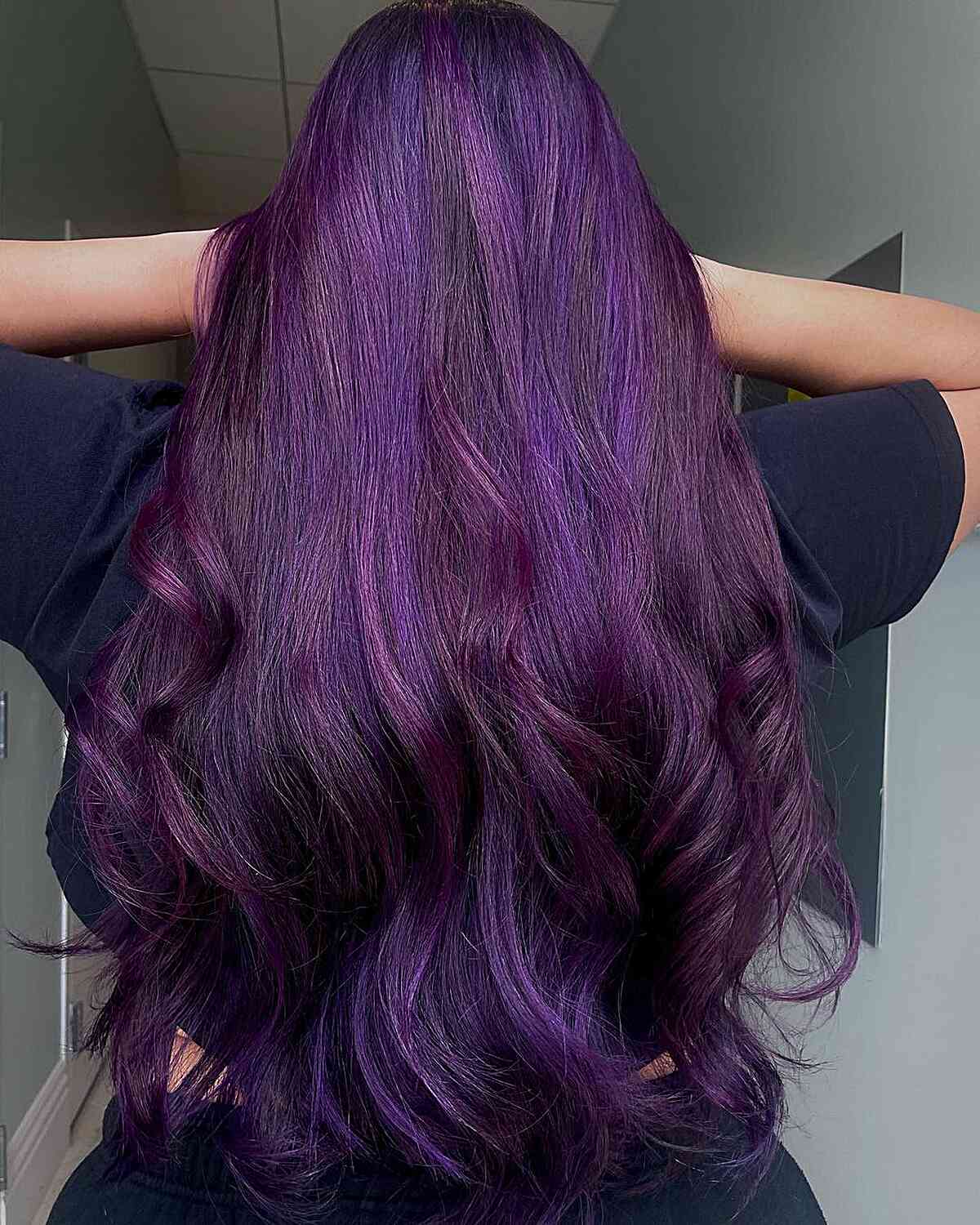 Dimensional Deep Midnight Purple Long Hair