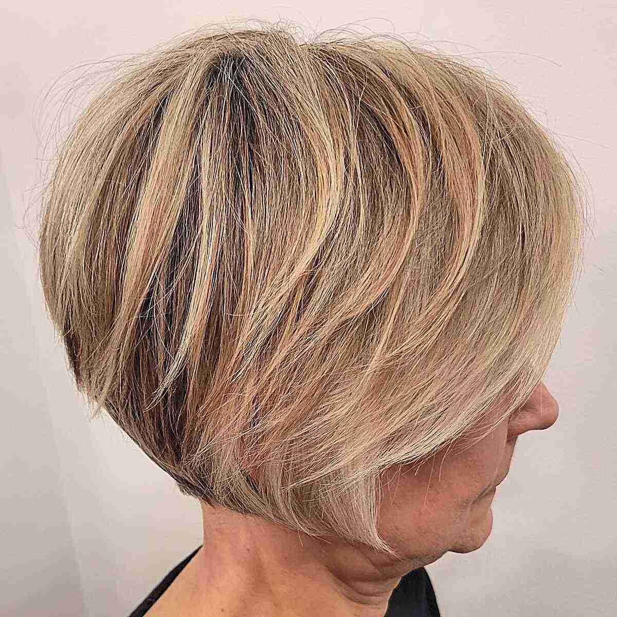 Dimensional Graduated Round Bob with Jagged Layers