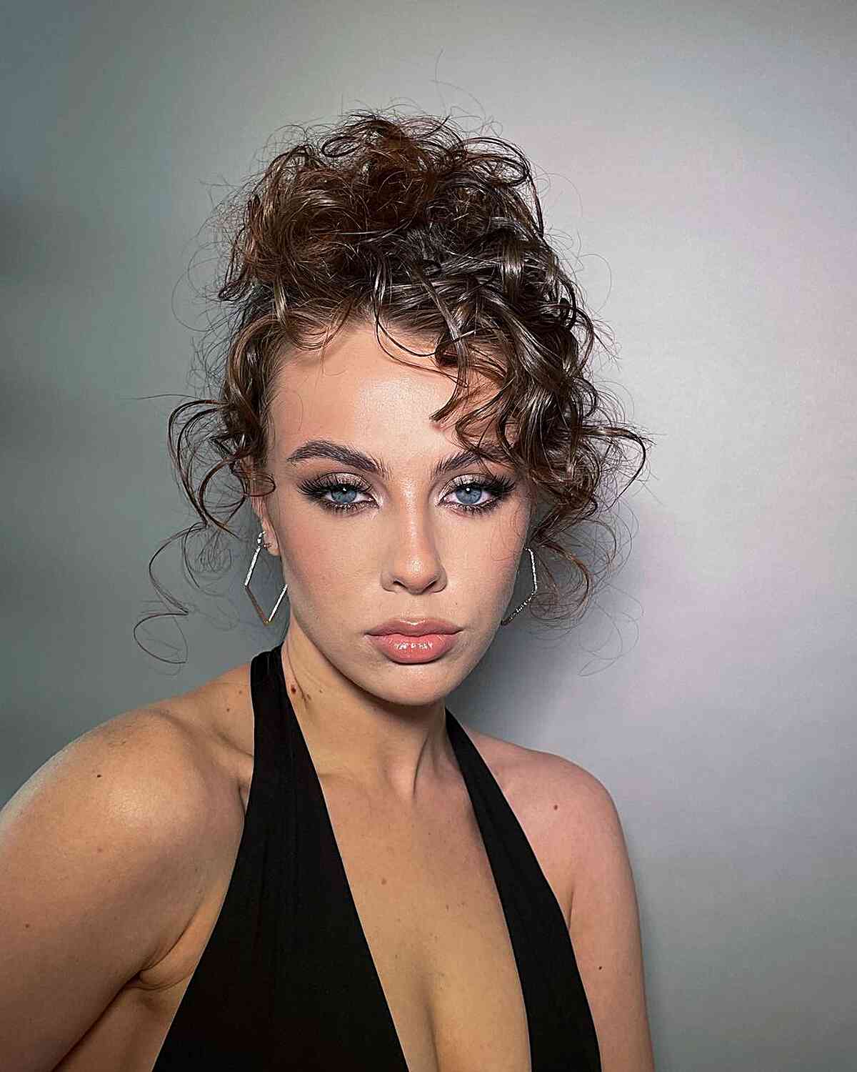 Disco Textured Updo with Messy Curls