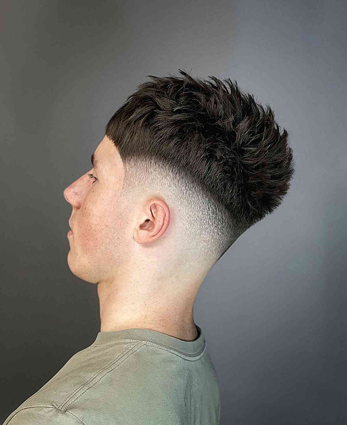 Disconnected Messy French Cut with Bald Fade for Men