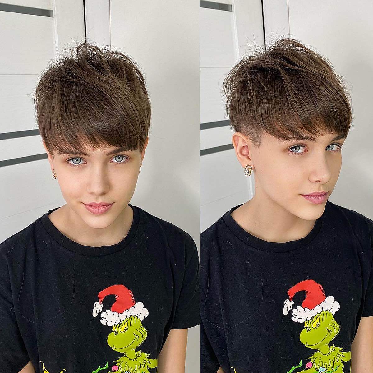 disconnected pixie cut with bangs