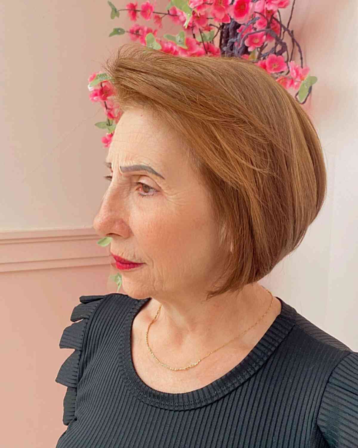 Divine Smooth Bob Hairstyle for 60-year-olds with Fine Hair