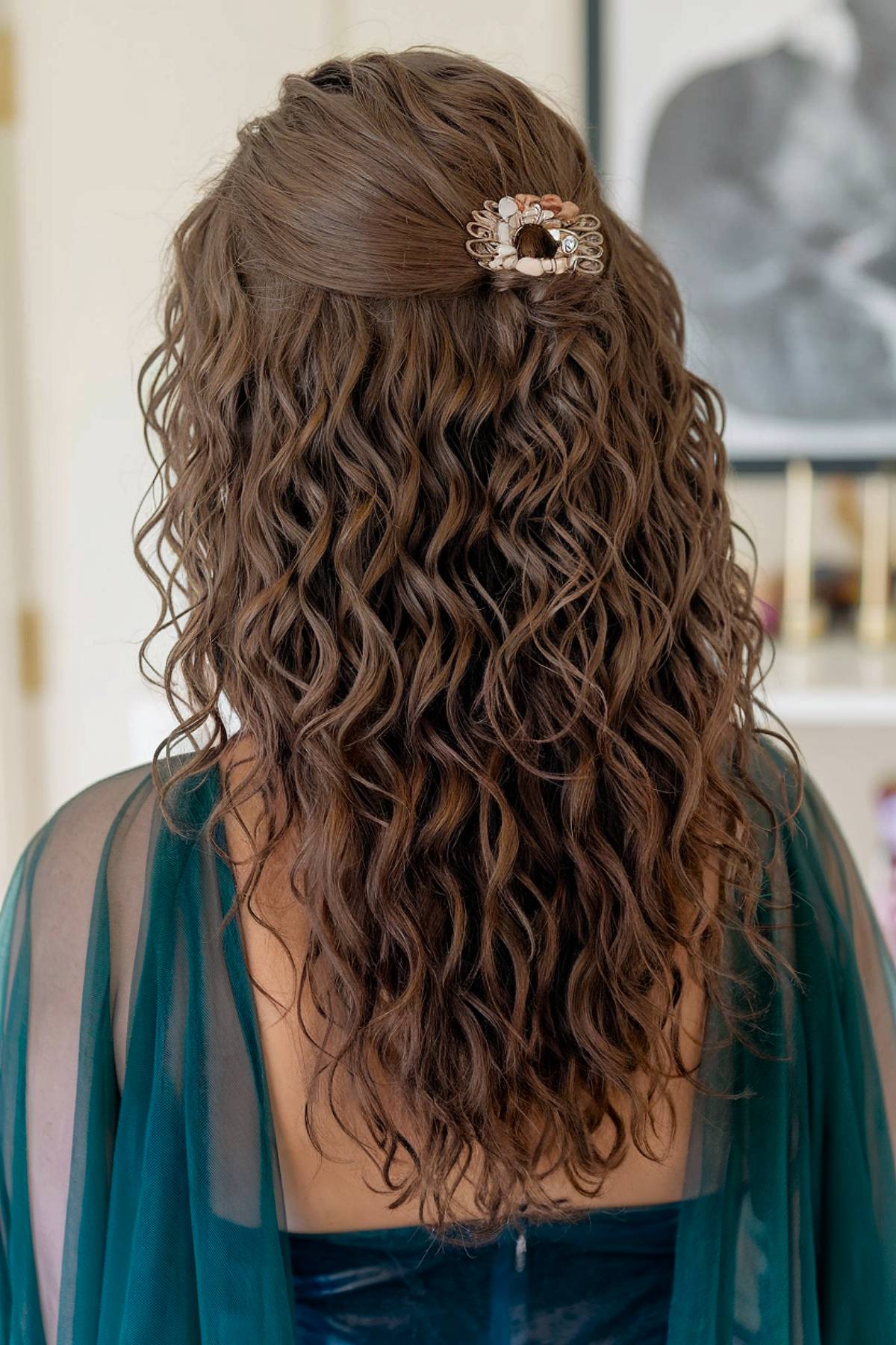 Down wedding hairstyle for bridesmaids with curls