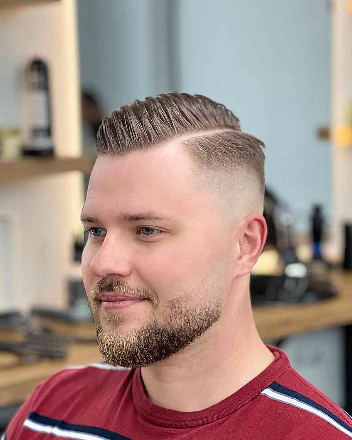 Drop Fade with a Comb Over Style for Guys