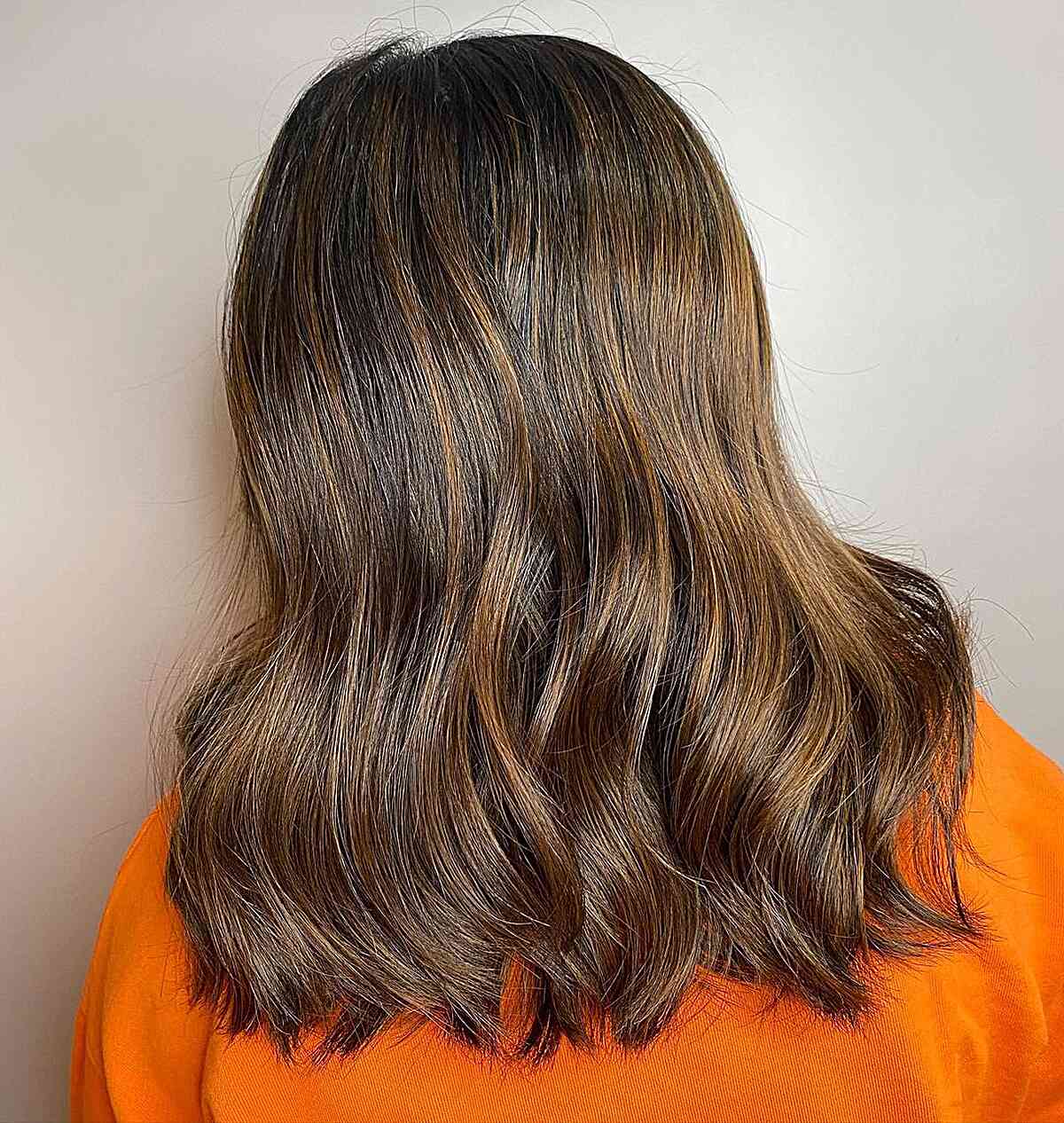 Dusted Cut for Mid-Length Smooth Brown Hair