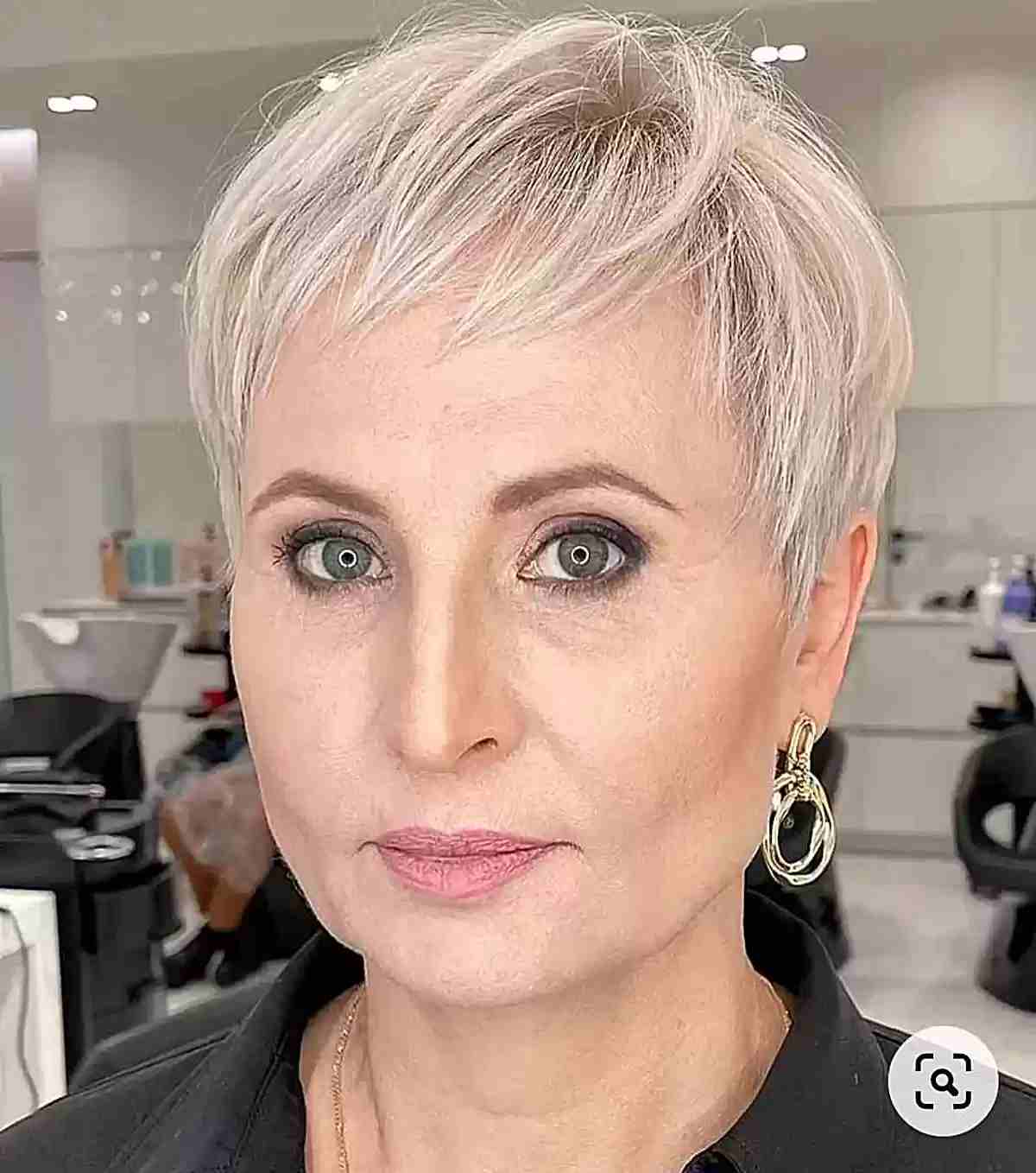 Ear-Length For Women Over 50 Choppy Pixie and Micro Bangs for Finer Locks and Square Faces