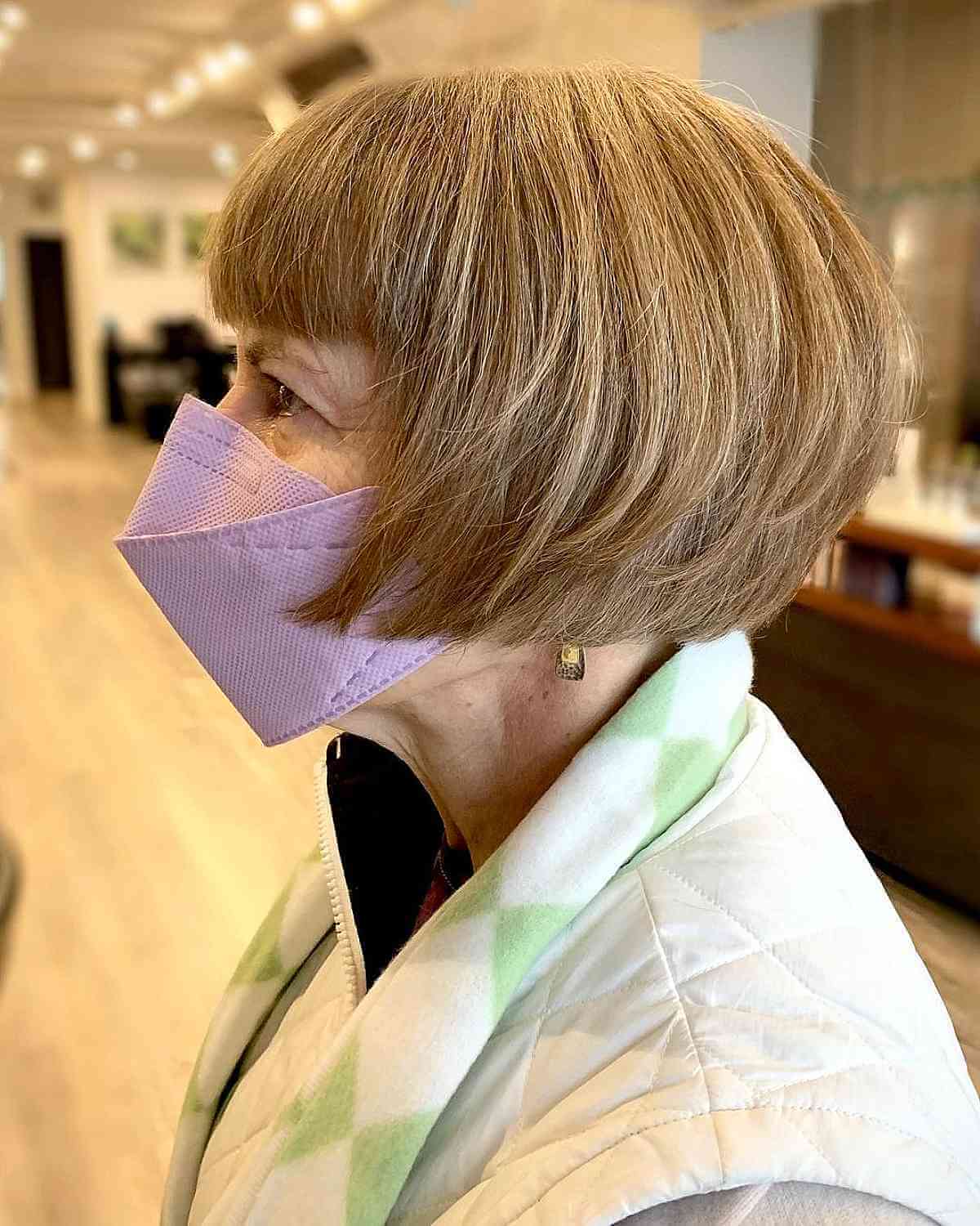 Ear-Length French Bob for a 70-Year-Old Woman