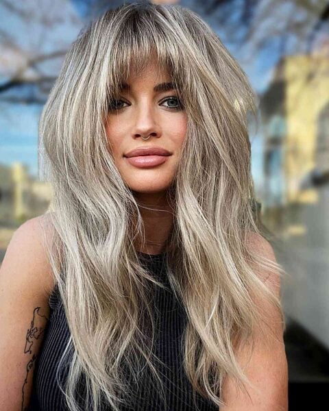 52 Trendy & Easy Long Layered Hair with Bangs for 2024