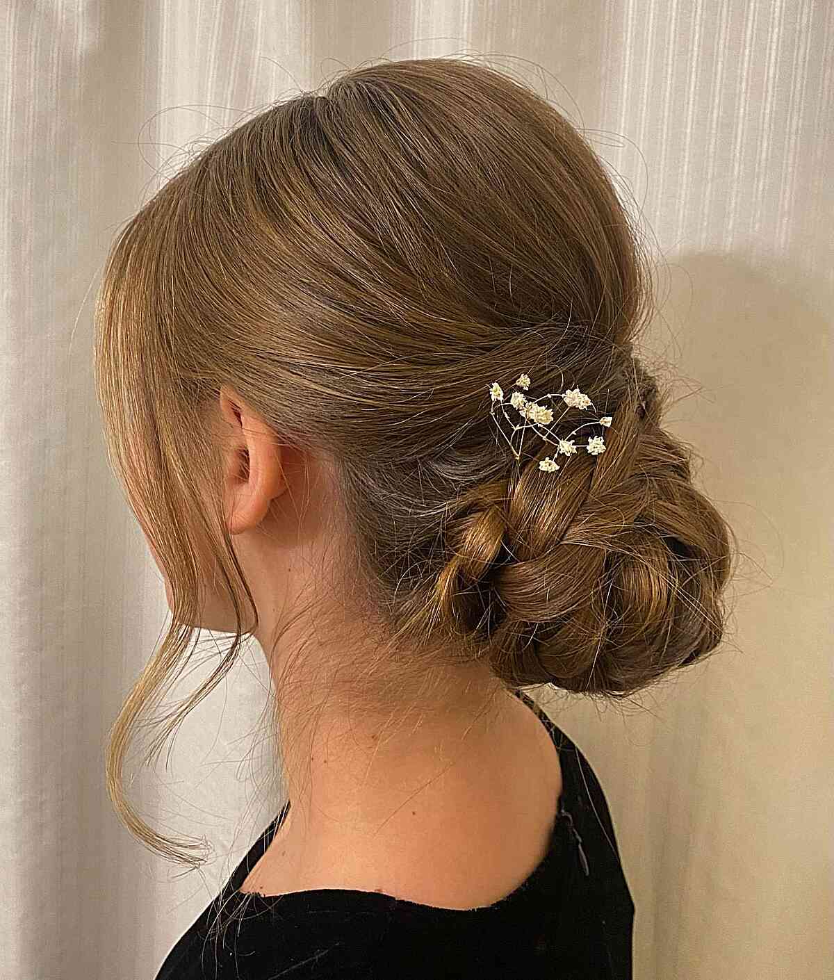 Easy and Formal Sleek Braided Bun with Face Frame for Wedding Guests