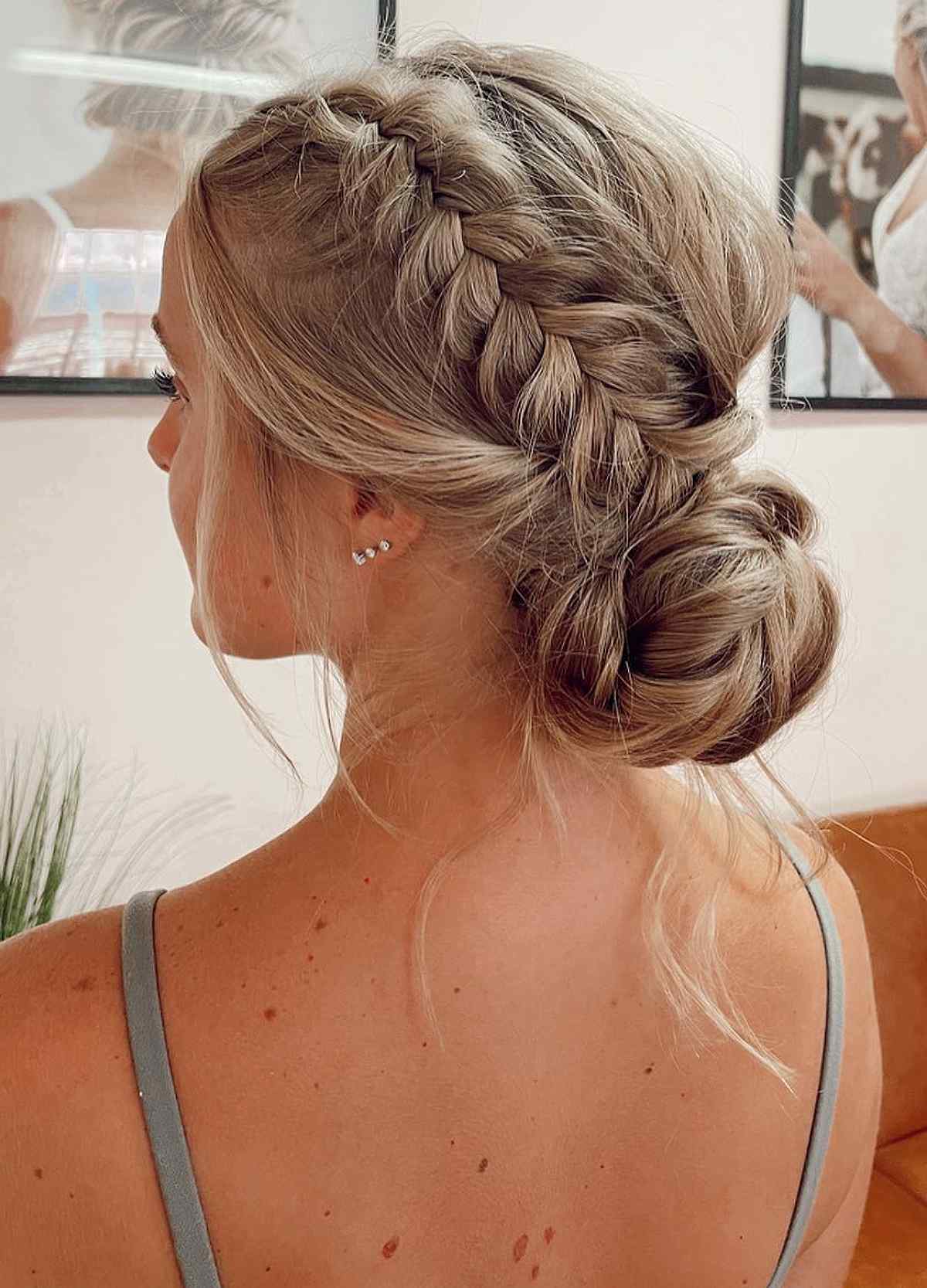 An easy braided updo hairstyle for prom