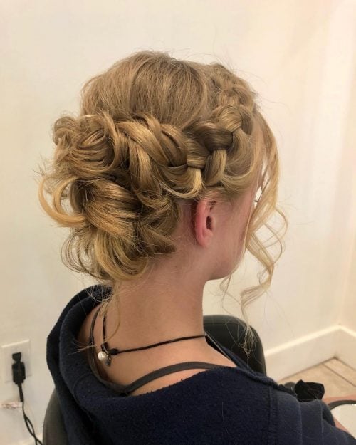 Easy Bun Updo with Braids for a Big Quinceanera Day