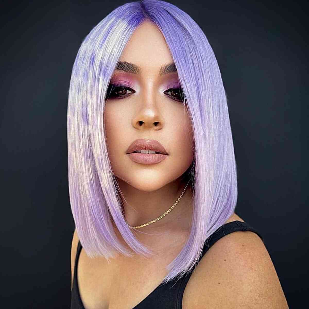 Easy Lavender Straight Long Bob for Rave Parties