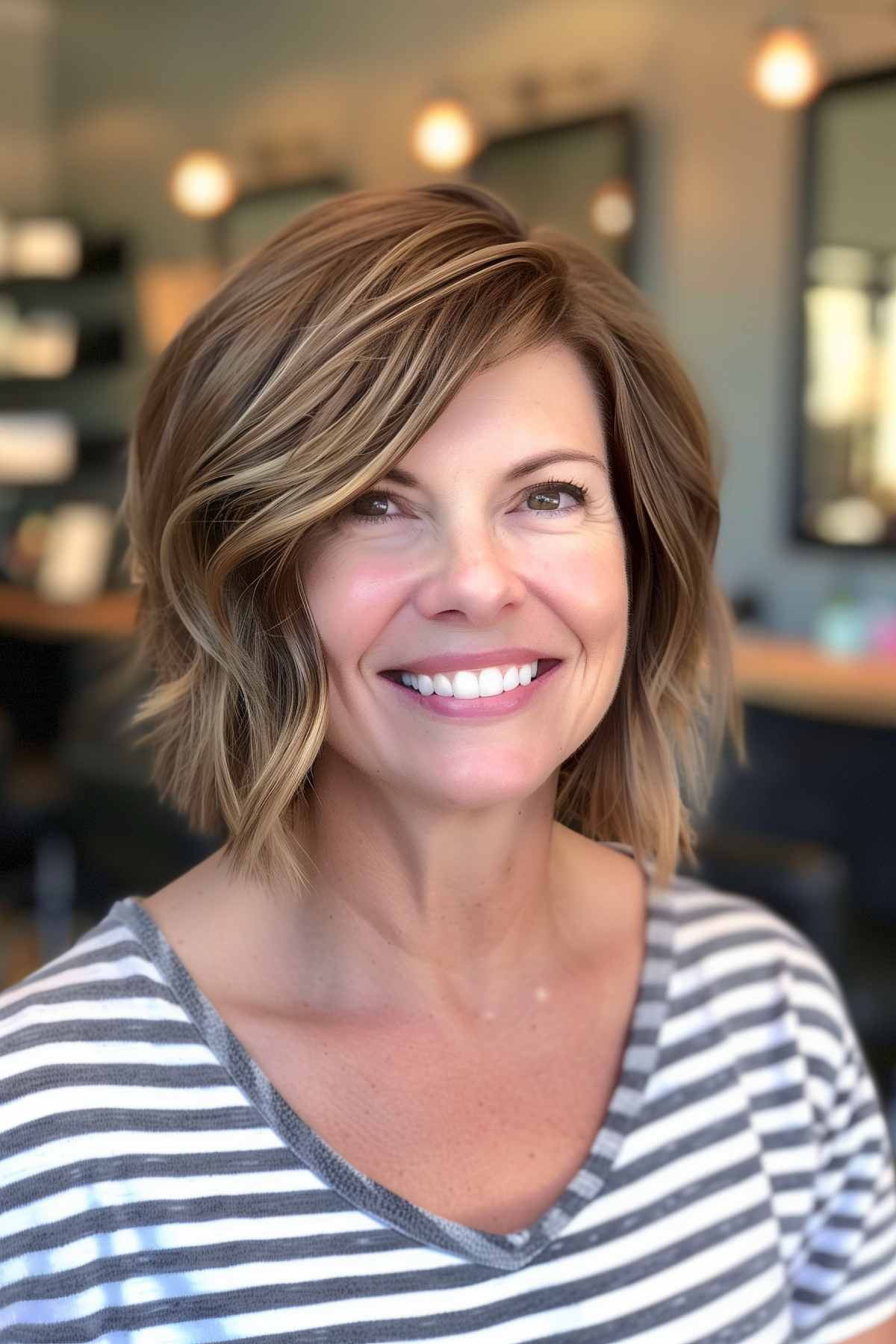 Wavy bob with layers for managing thick hair