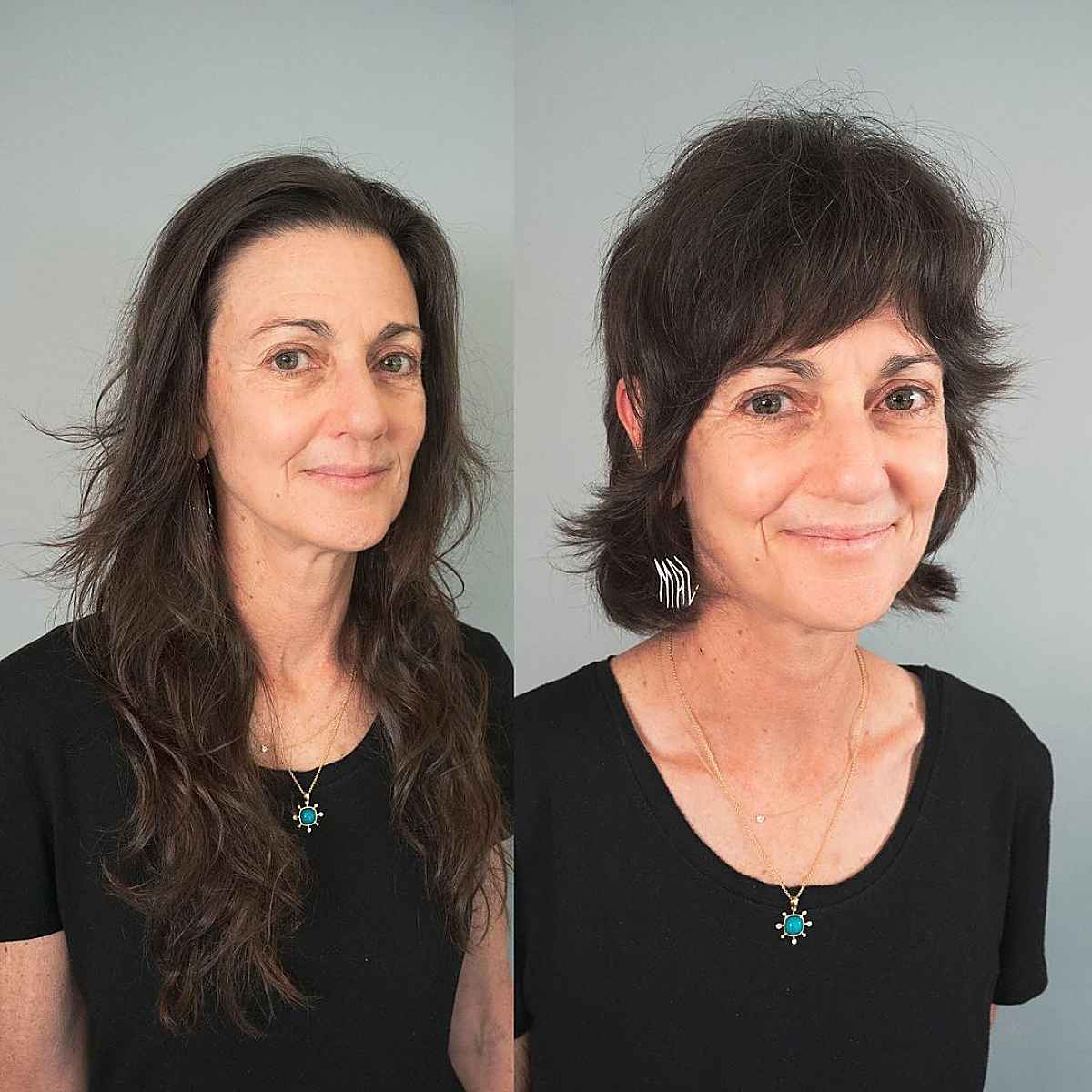 easy-to-wear haircut for women over 50 with thick hair