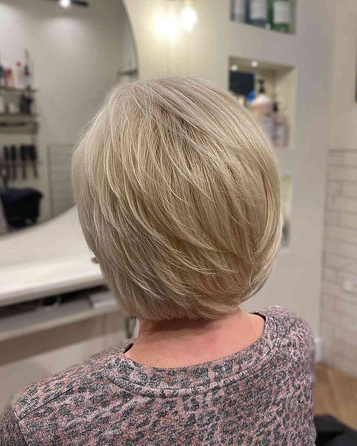 Eccentric Short Feathered Bob for Older Ladies