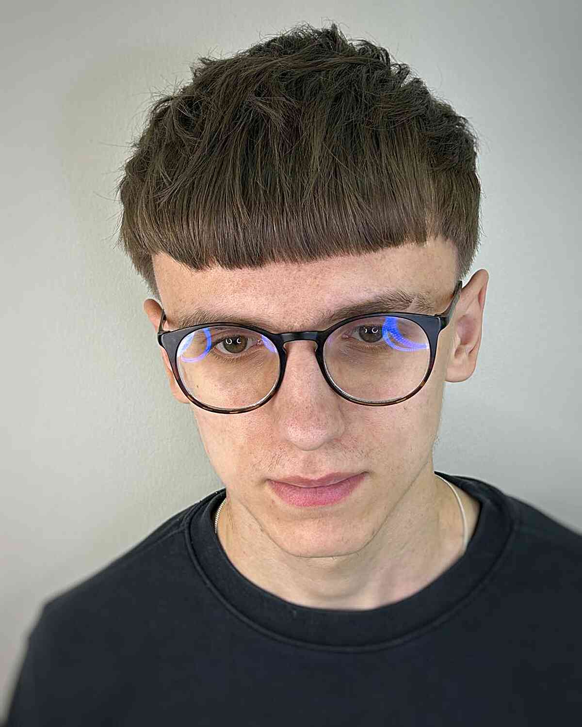 Edgar Cut with Textured Top and Straight Fringe for Boys with Glasses