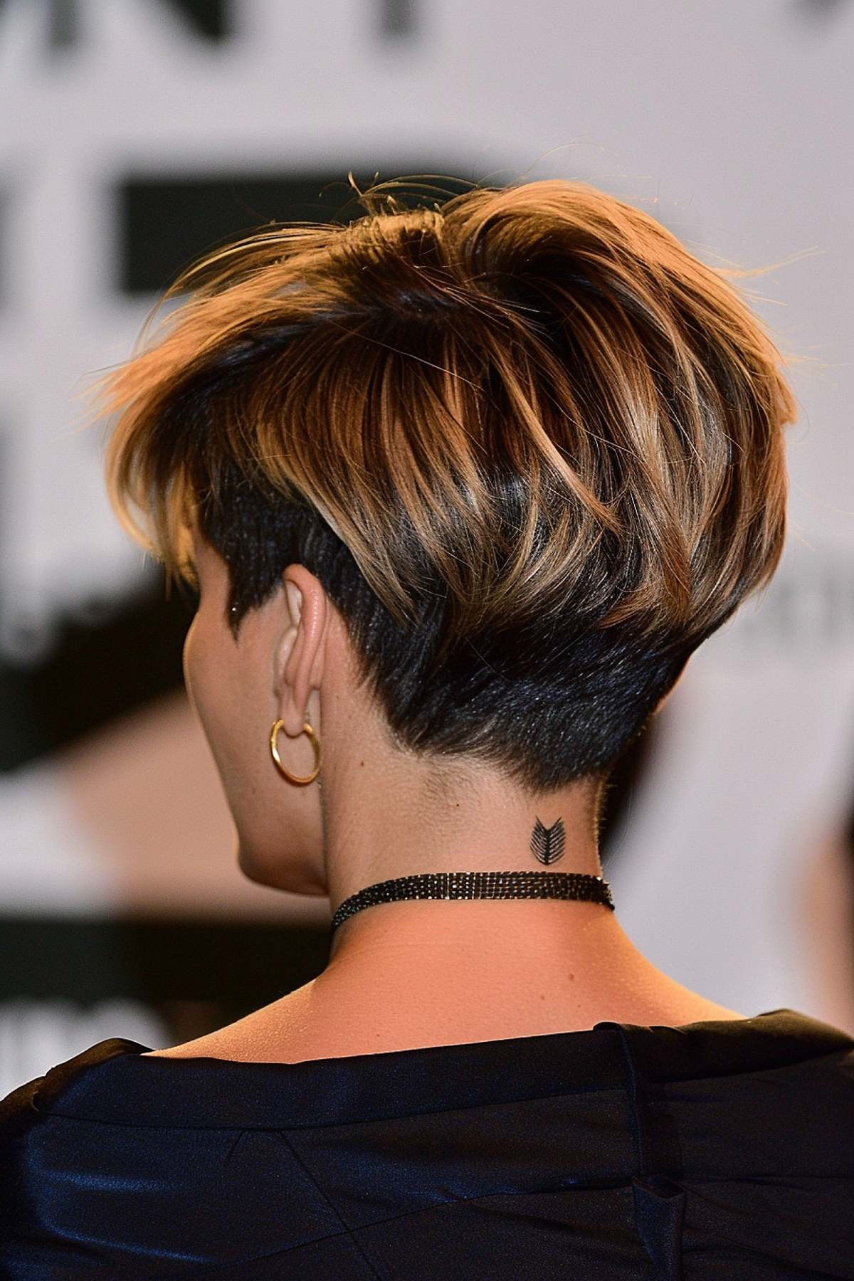Short Wedge Haircut with Blonde Highlights and Undercut