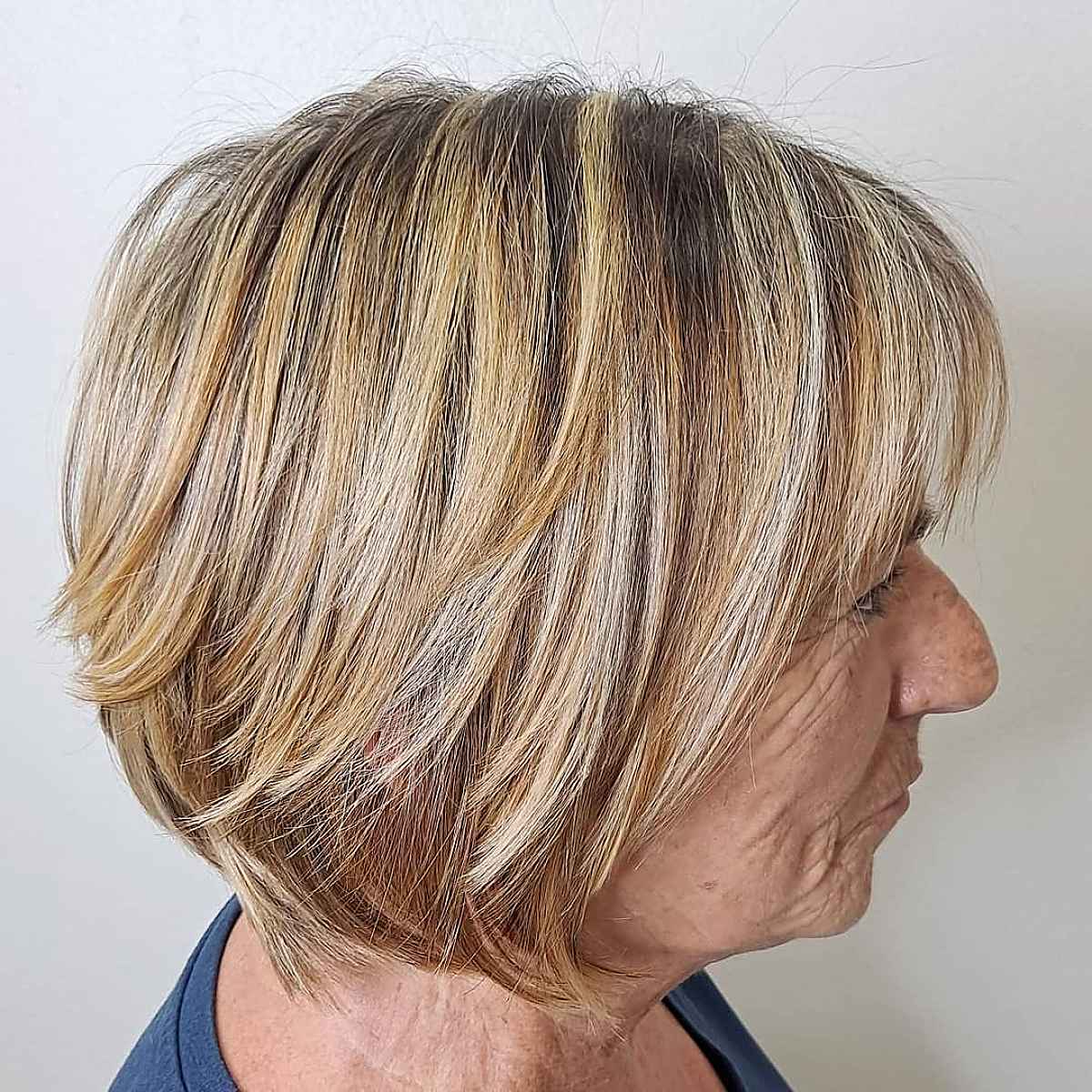Edgy Bob with Layers for Women Over 60 with fine hair